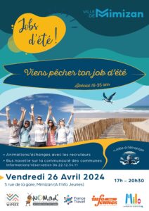 affiche jobs d'été Mimizan Avril 2024